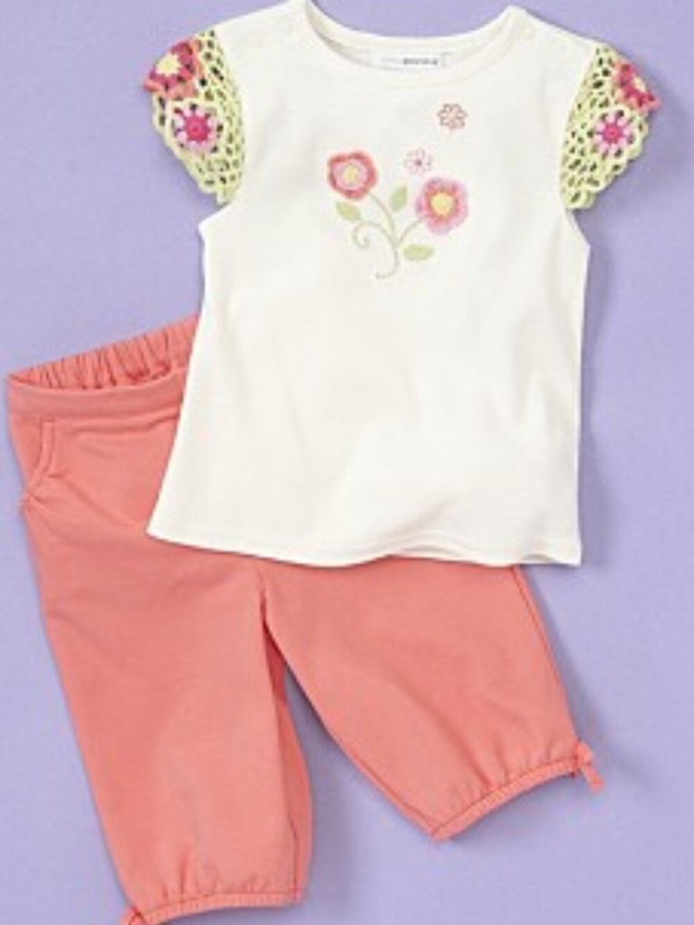 Baby Greendog - Baby Girls' Coral Floral Capri Set